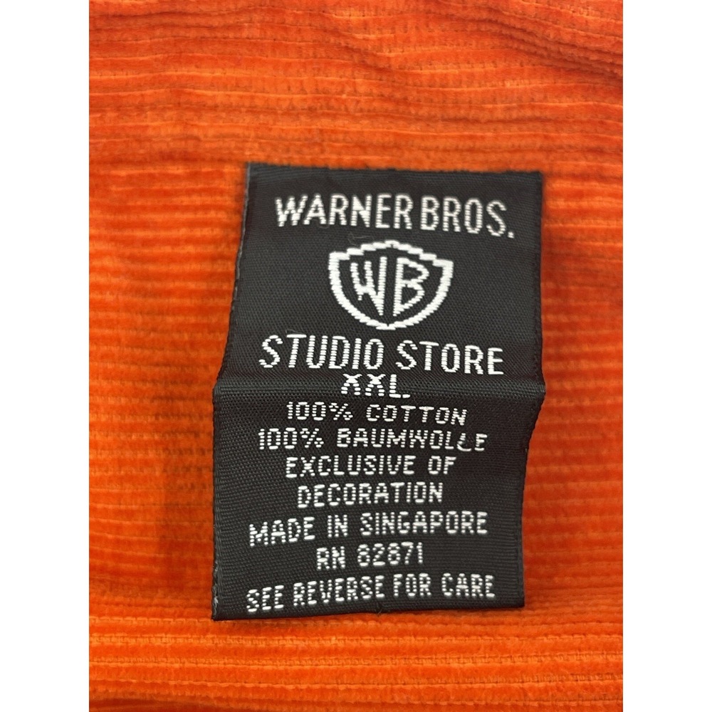 VTG Warner Bros Studio 90's Taz Orange Corduroy Long Sleeve Shirt Men's Size XXL - Picture 8 of 8